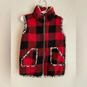 Toddler girls red and black vest with cheetah print lining size M (3T)